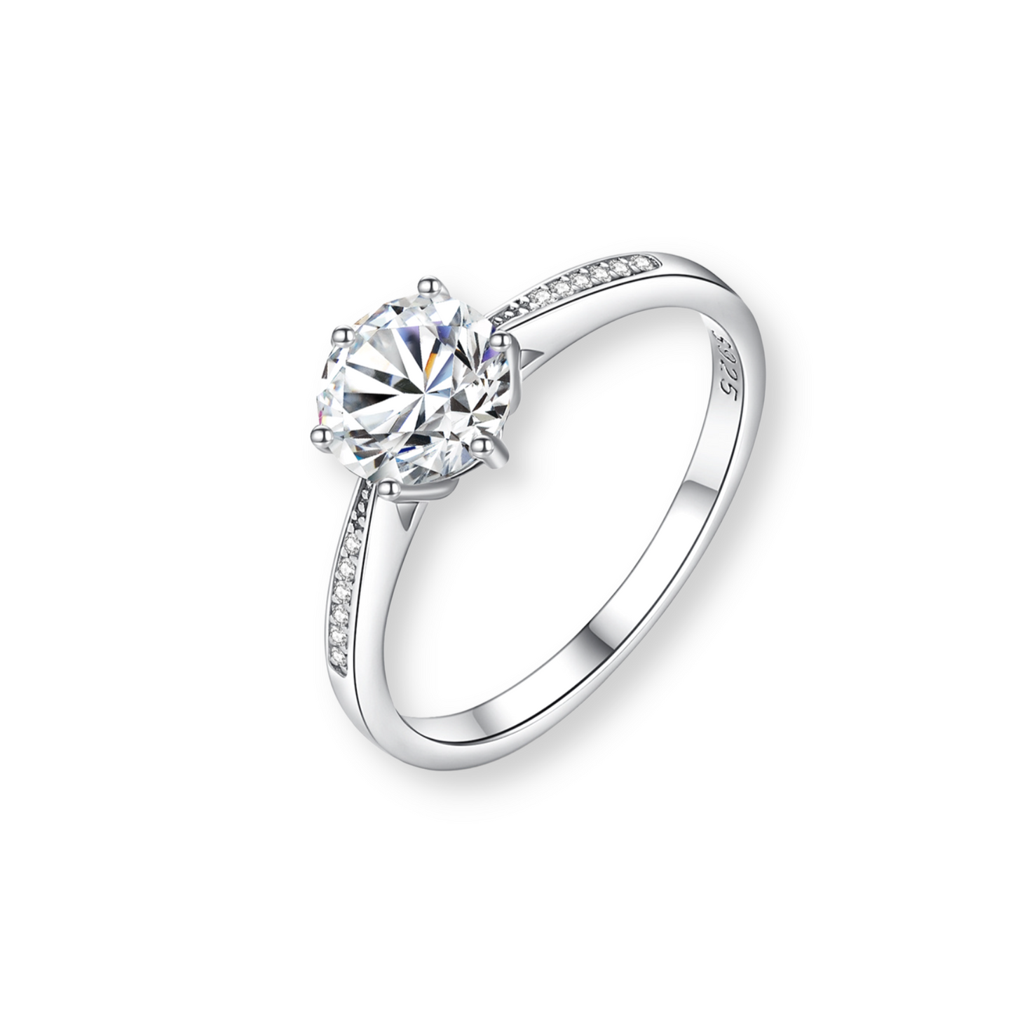 Moissanite 6 Prong Modern Ring