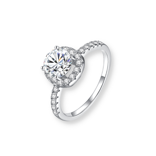 Moissanite Cushion Halo Ring