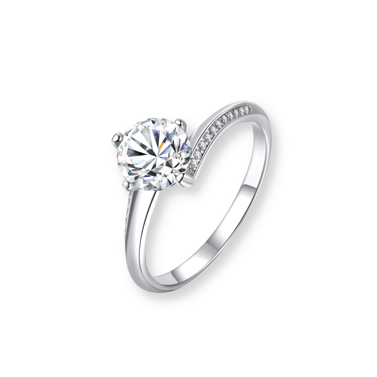 Moissanite 4 Prong Crossing Ring