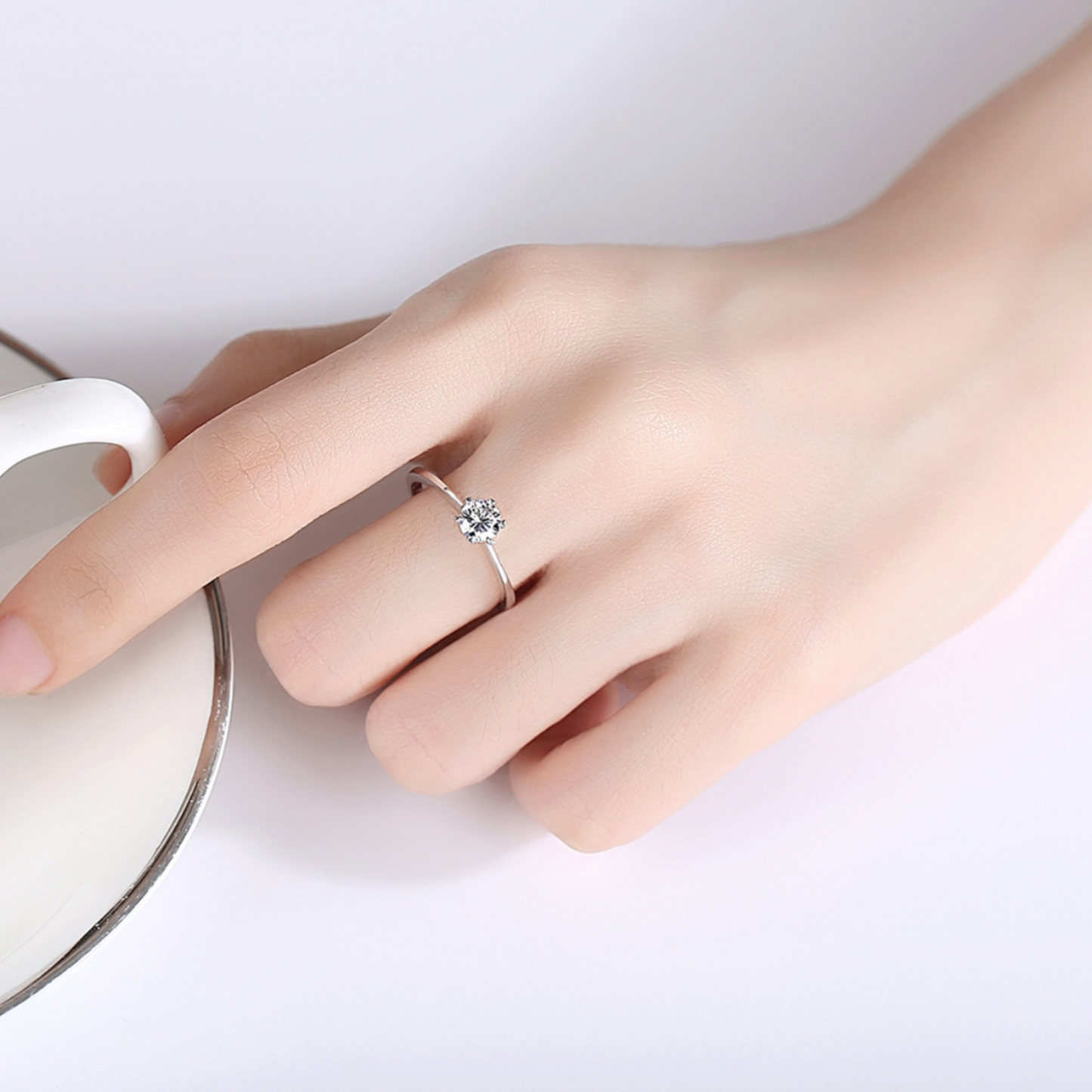 Moissanite 6 Prong Snowflake Ring