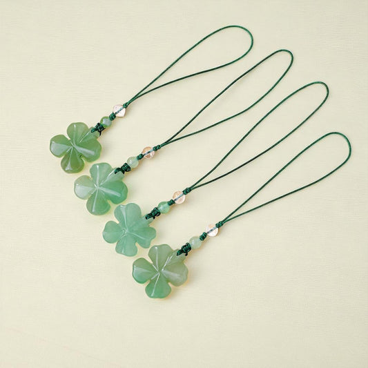Aventurine Crystal Four Leaf Clover Keychain