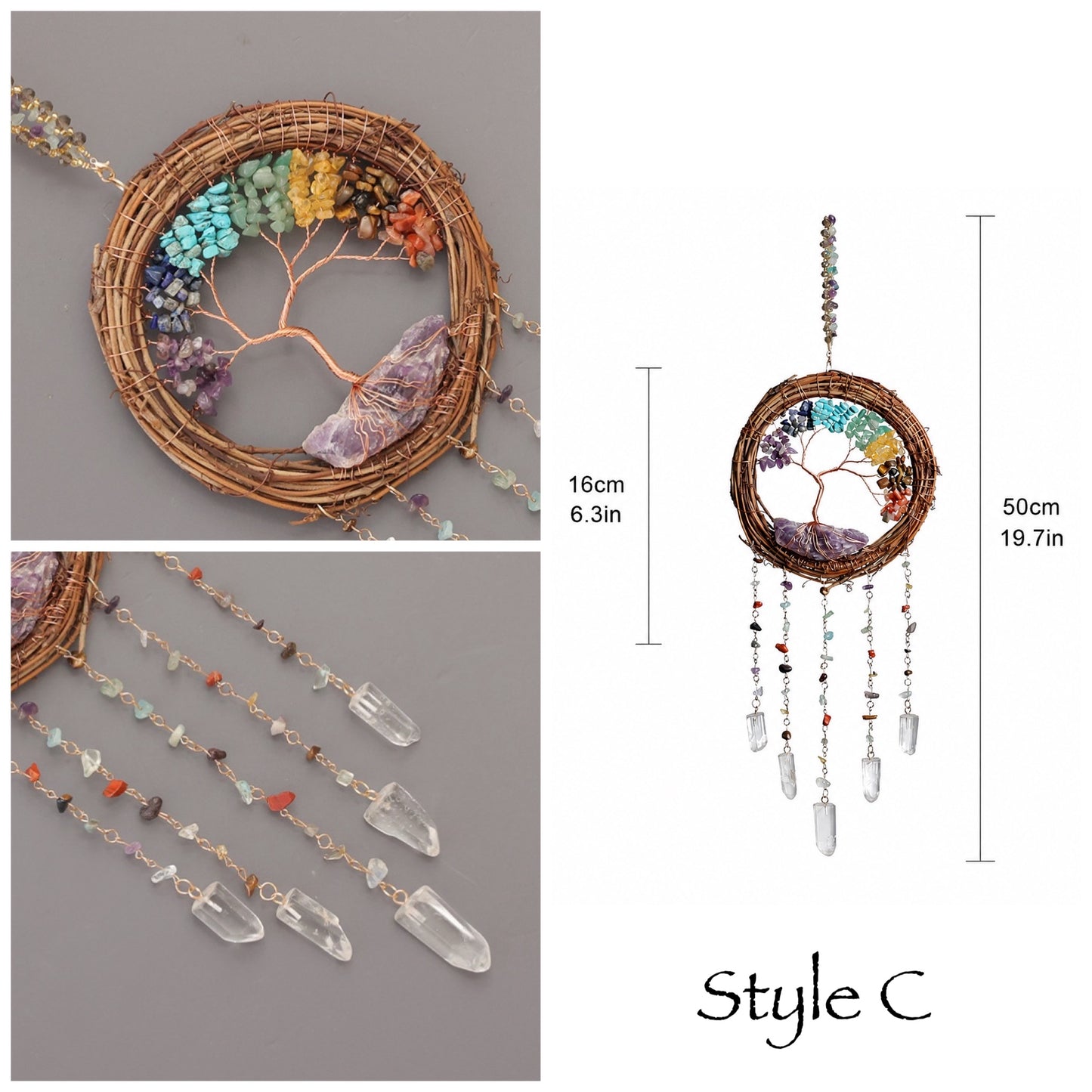 Bird Nest Crystal Dream Catcher Wall Hanging Decor