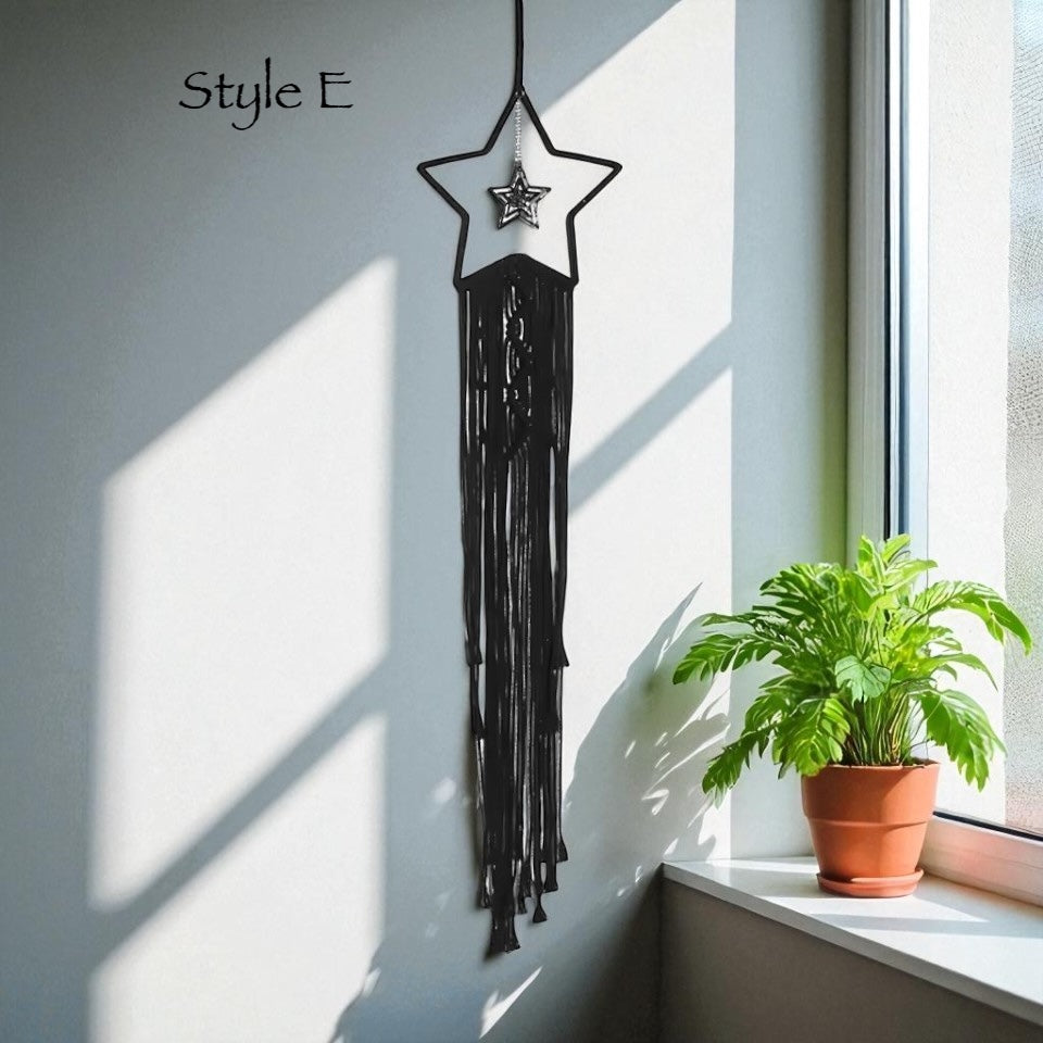 Black Sun Moon Macrame Dreamcatcher