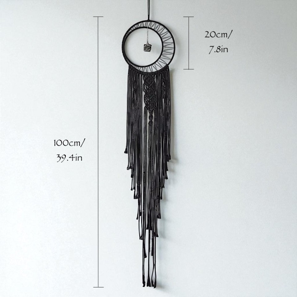 Black Sun Moon Macrame Dreamcatcher