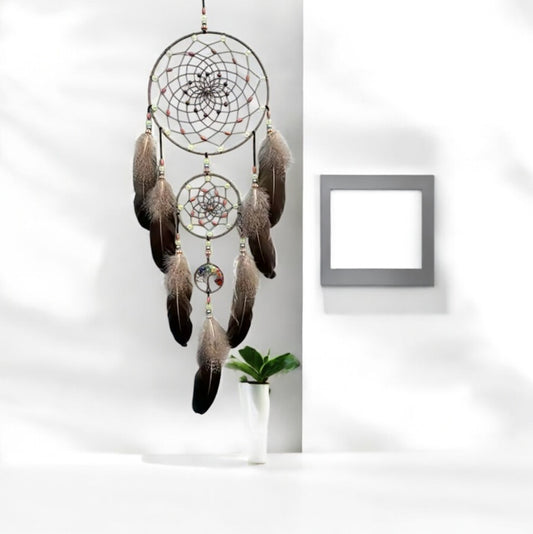 Brown Wild Hand-woven Feathers Dreamcatcher