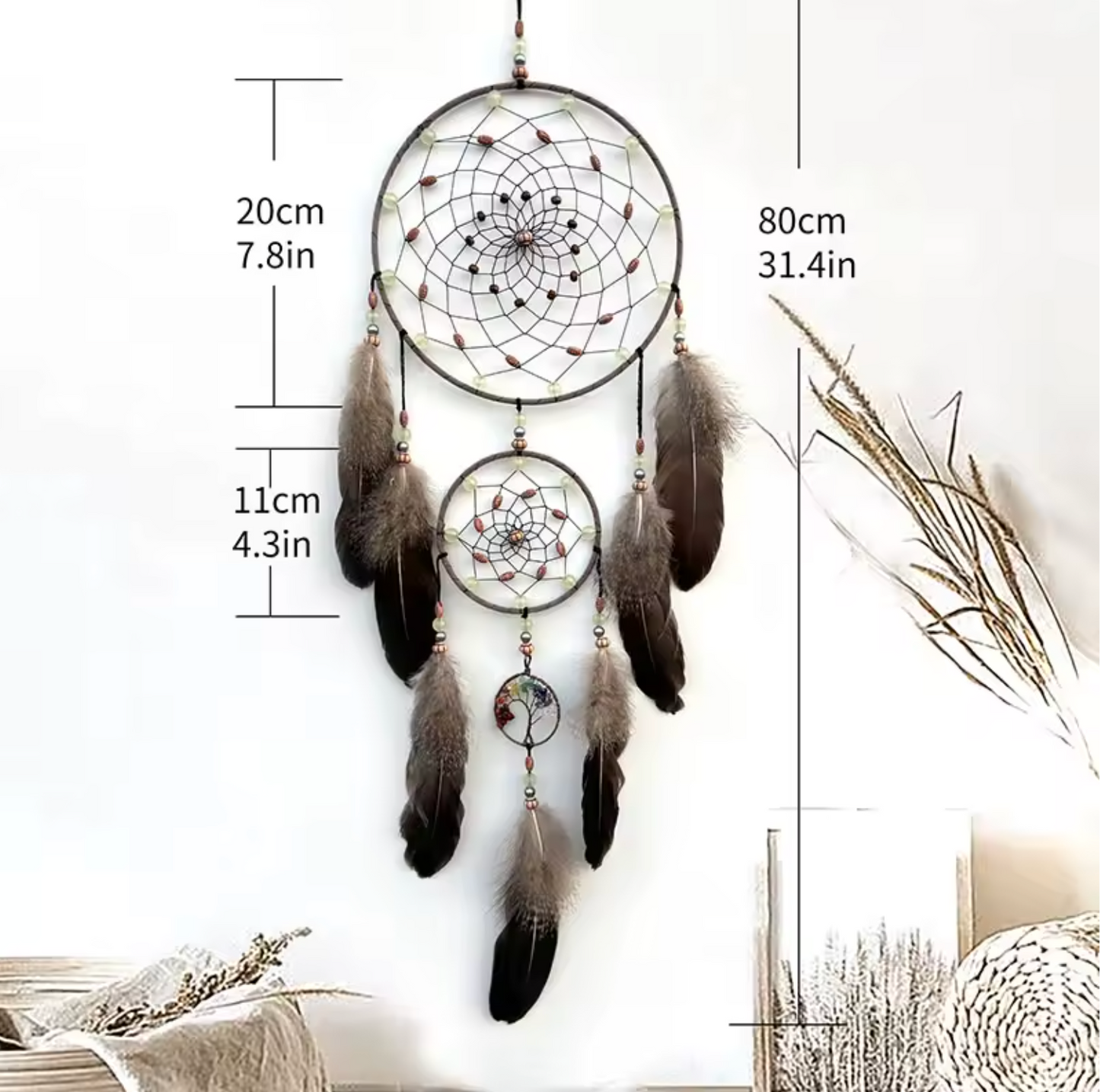 Brown Wild Hand-woven Feathers Dreamcatcher