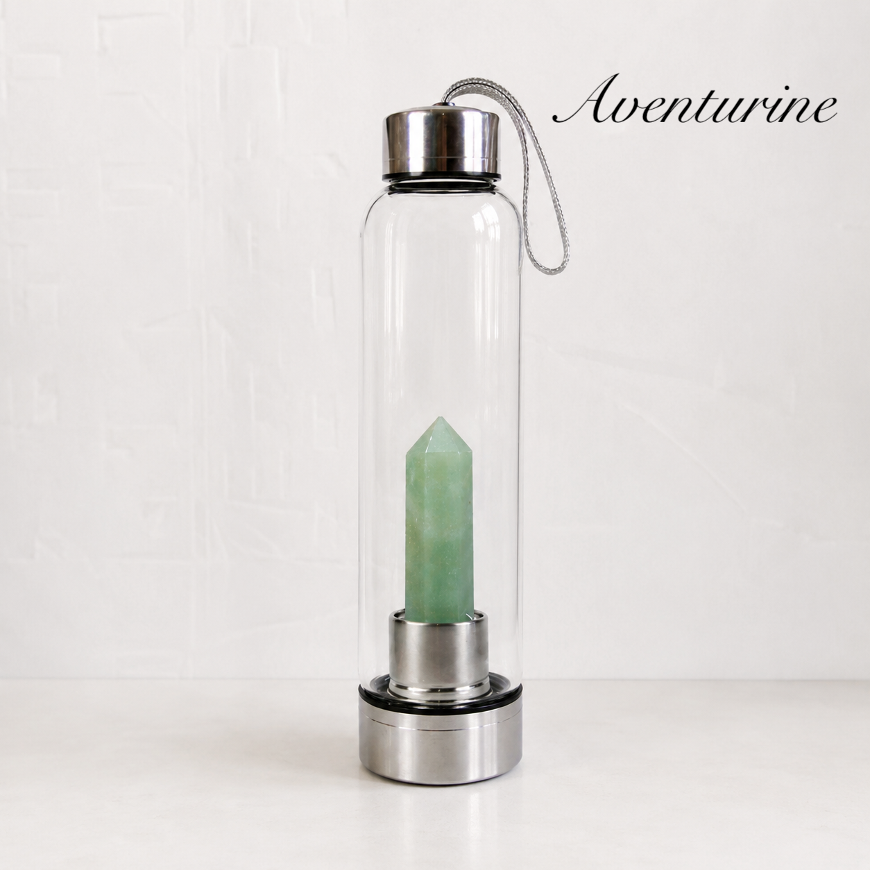 Crystal Water Bottle Cup with Natural Gemstones