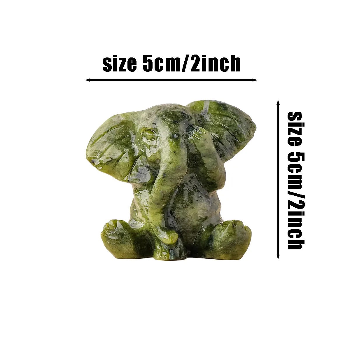 Green Jade Elephant Crystal Figurine
