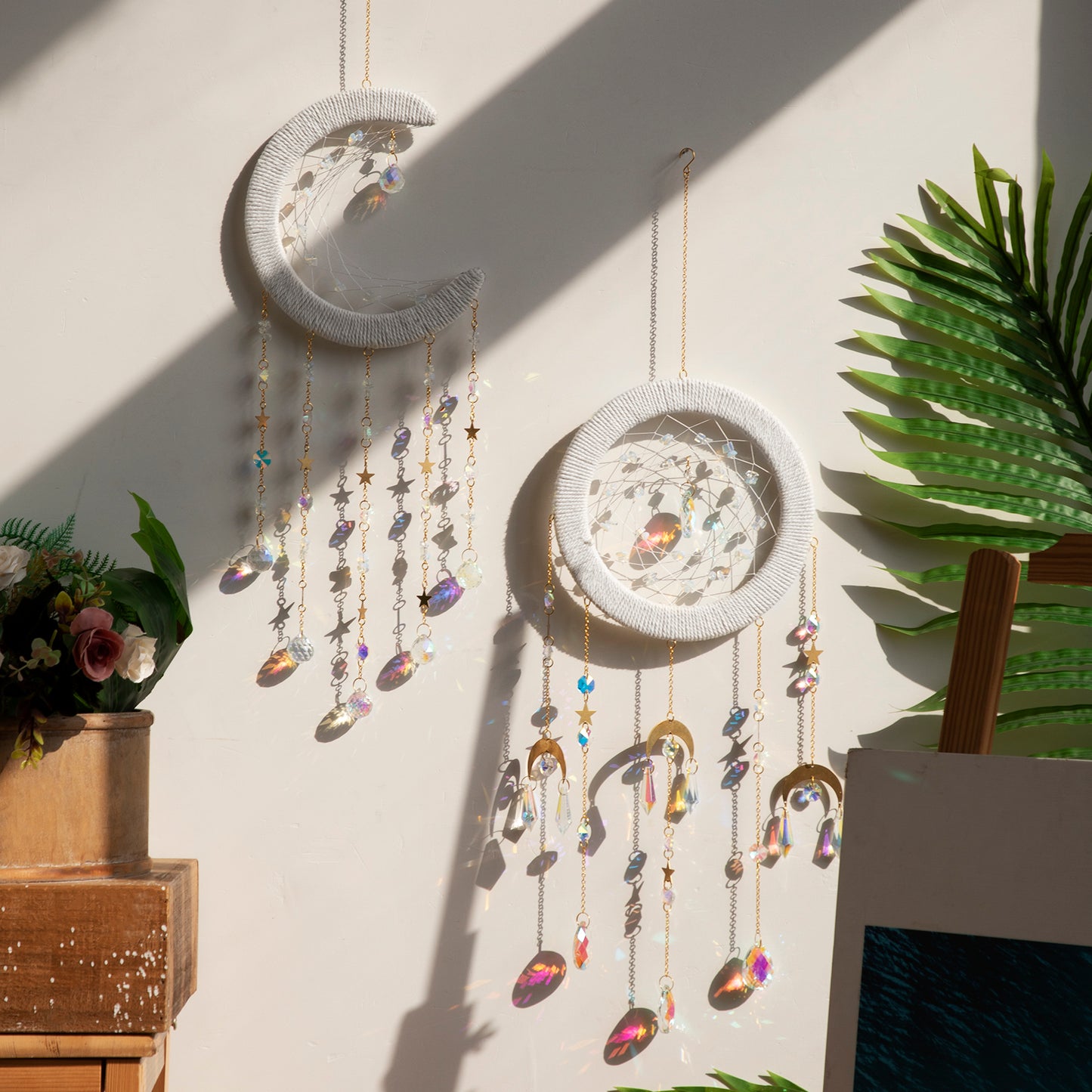 Macrame Woven Crystal Suncatcher Hanging