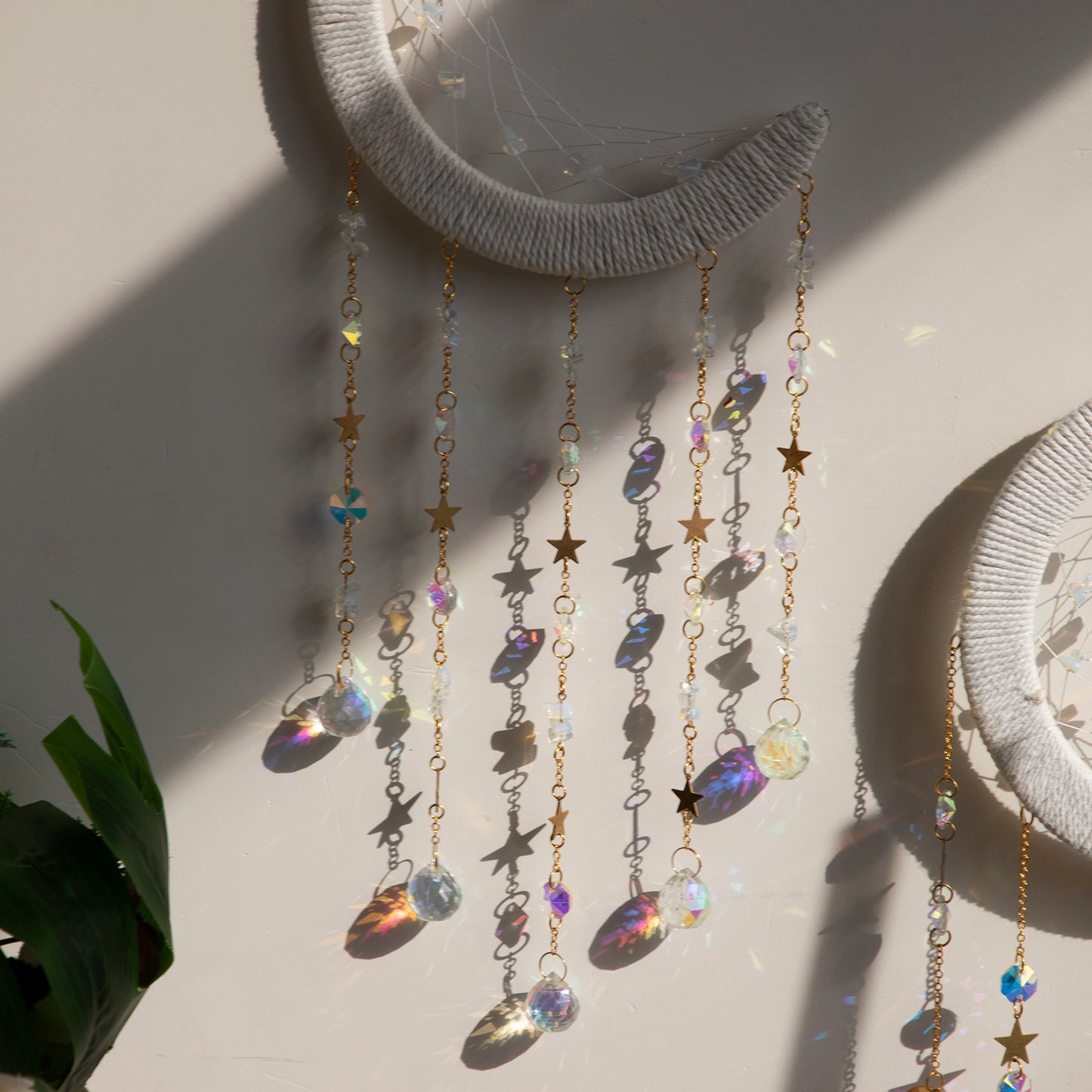 Macrame Woven Crystal Suncatcher Hanging