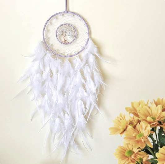 Mini Beaded Tree of Life Feather Dreamcatcher