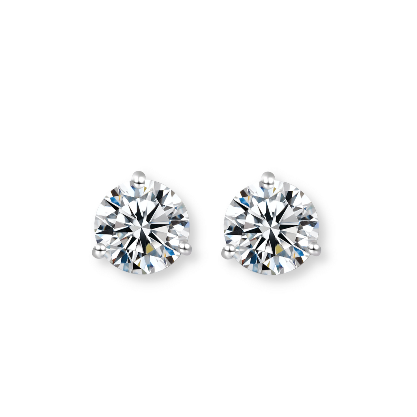 Moissanite 3 Prong Stud Earrings