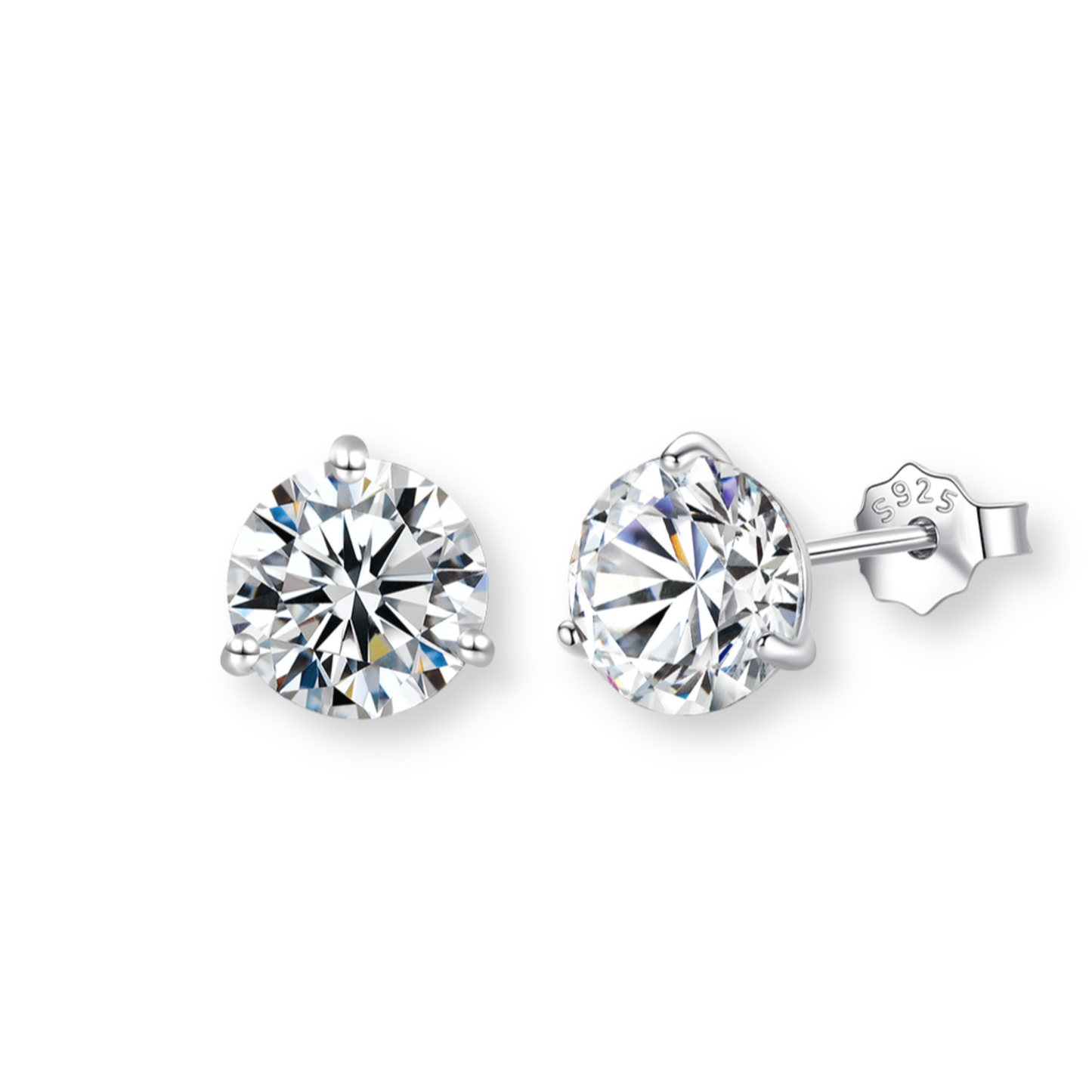 Moissanite 3 Prong Stud Earrings