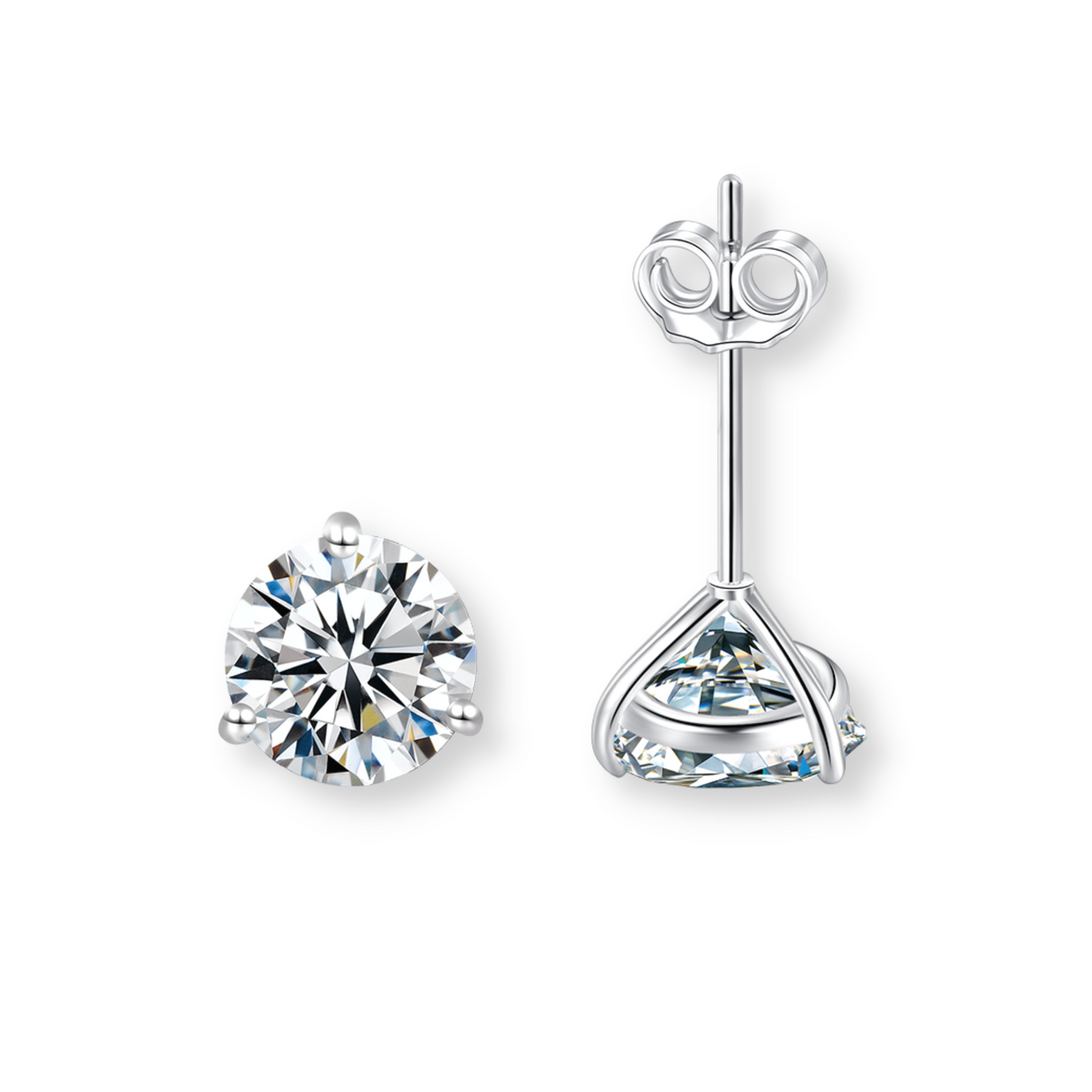 Moissanite 3 Prong Stud Earrings