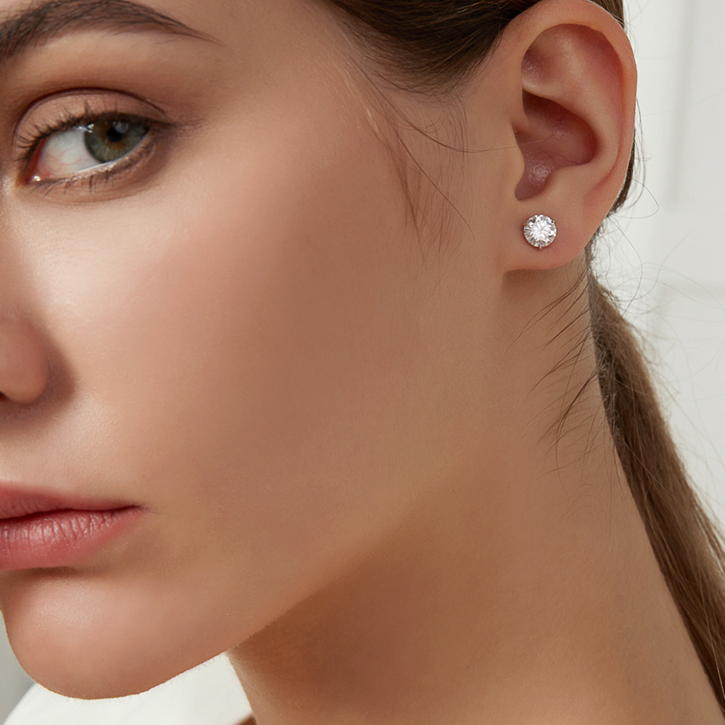 Moissanite 3 Prong Stud Earrings