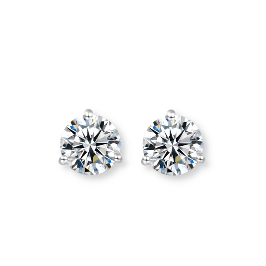 Moissanite 3 Prong Stud Earrings
