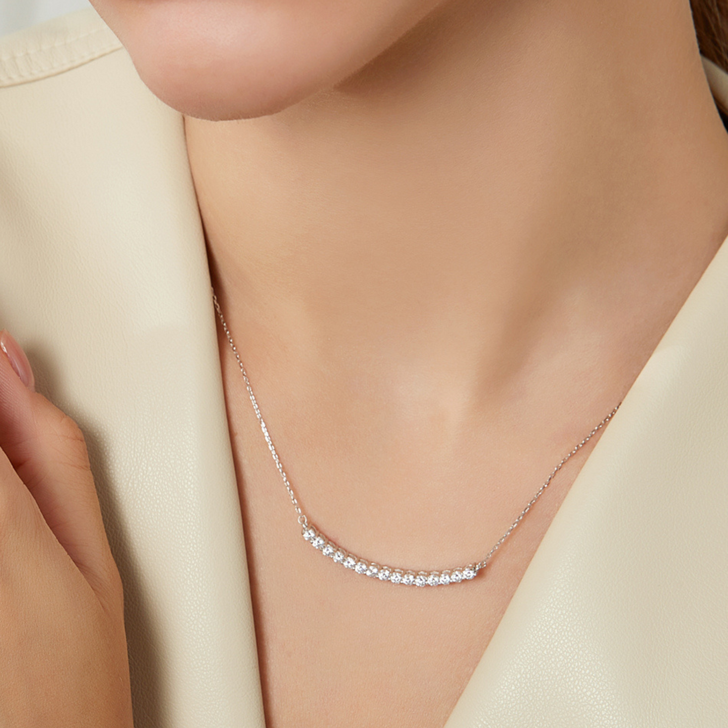 Moissanite Delicate Bar Necklace
