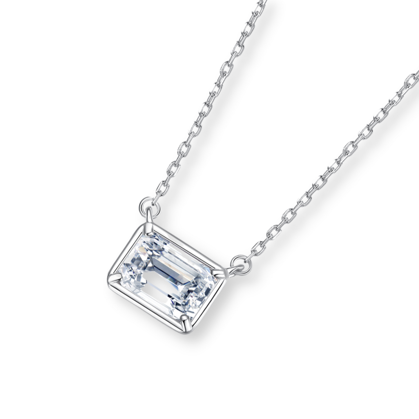 Bezel Set Emerald Cut Fine Necklace