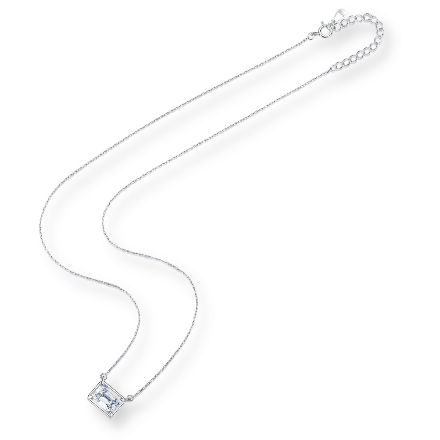 Bezel Set Emerald Cut Fine Necklace