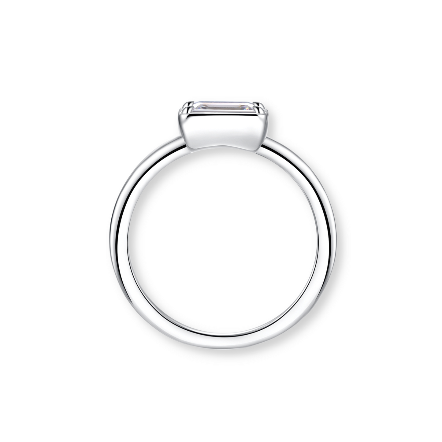 Bezel Set Emerald Cut Moissanite Ring