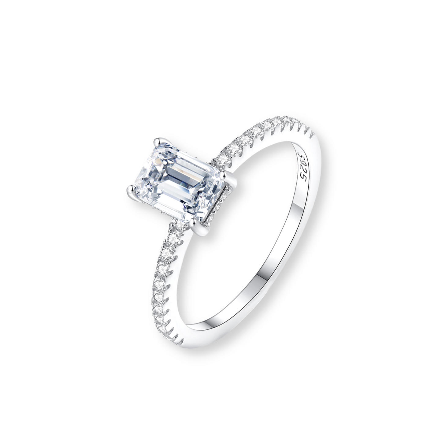 Emerald Cut Eternity Moissanite Ring