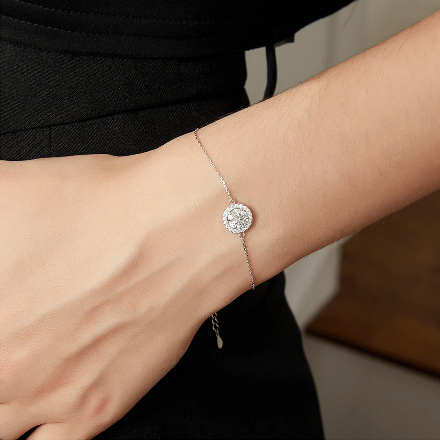 Moissanite Round Halo Bracelet