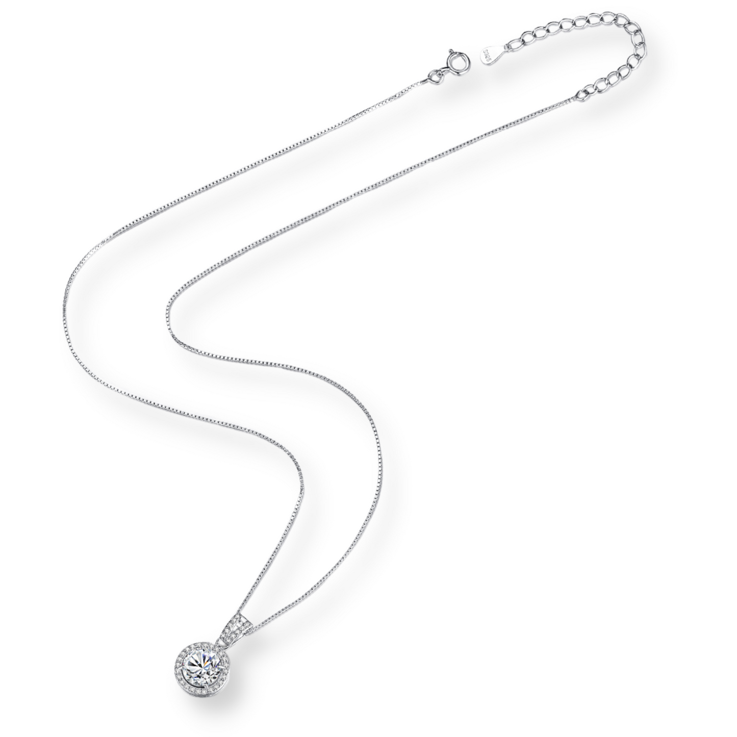 Moissanite Round Halo Necklace