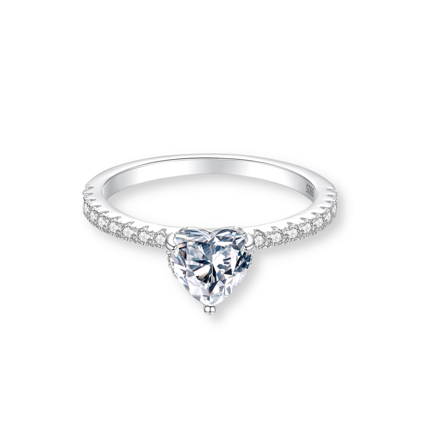 Heart Shaped Cut Eternity Moissanite Ring