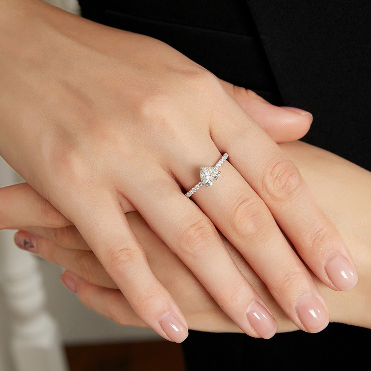 Heart Shaped Cut Eternity Moissanite Ring