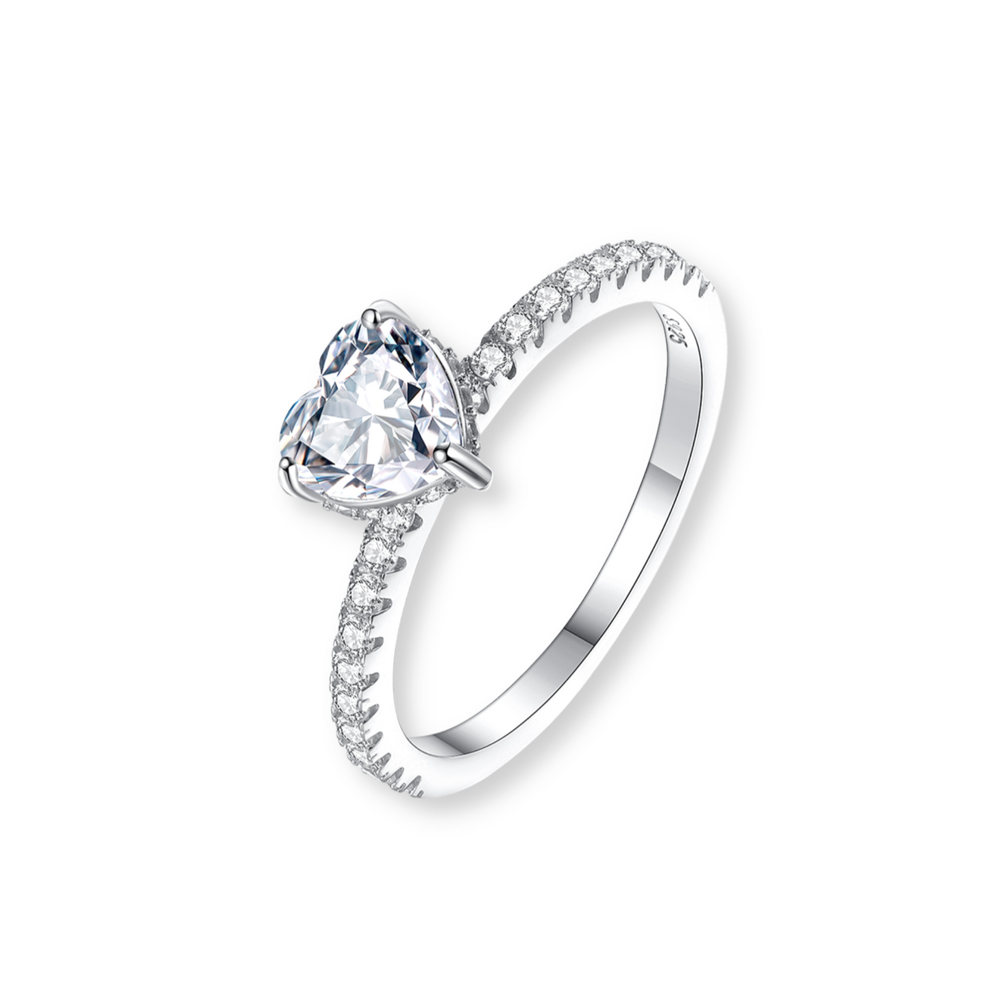 Heart Shaped Cut Eternity Moissanite Ring