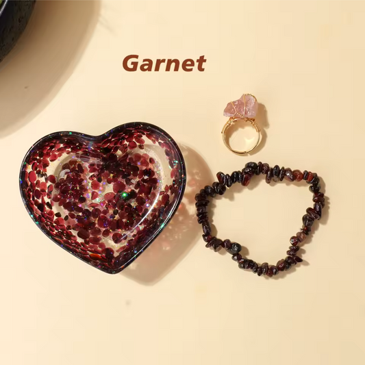 Resin Gemstone Heart Bowl Jewellery Set