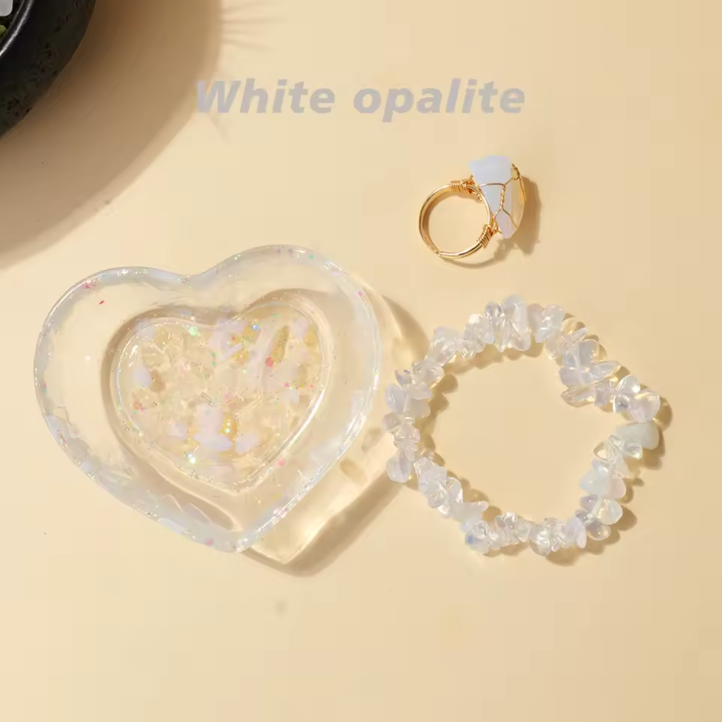 Resin Gemstone Heart Bowl Jewellery Set