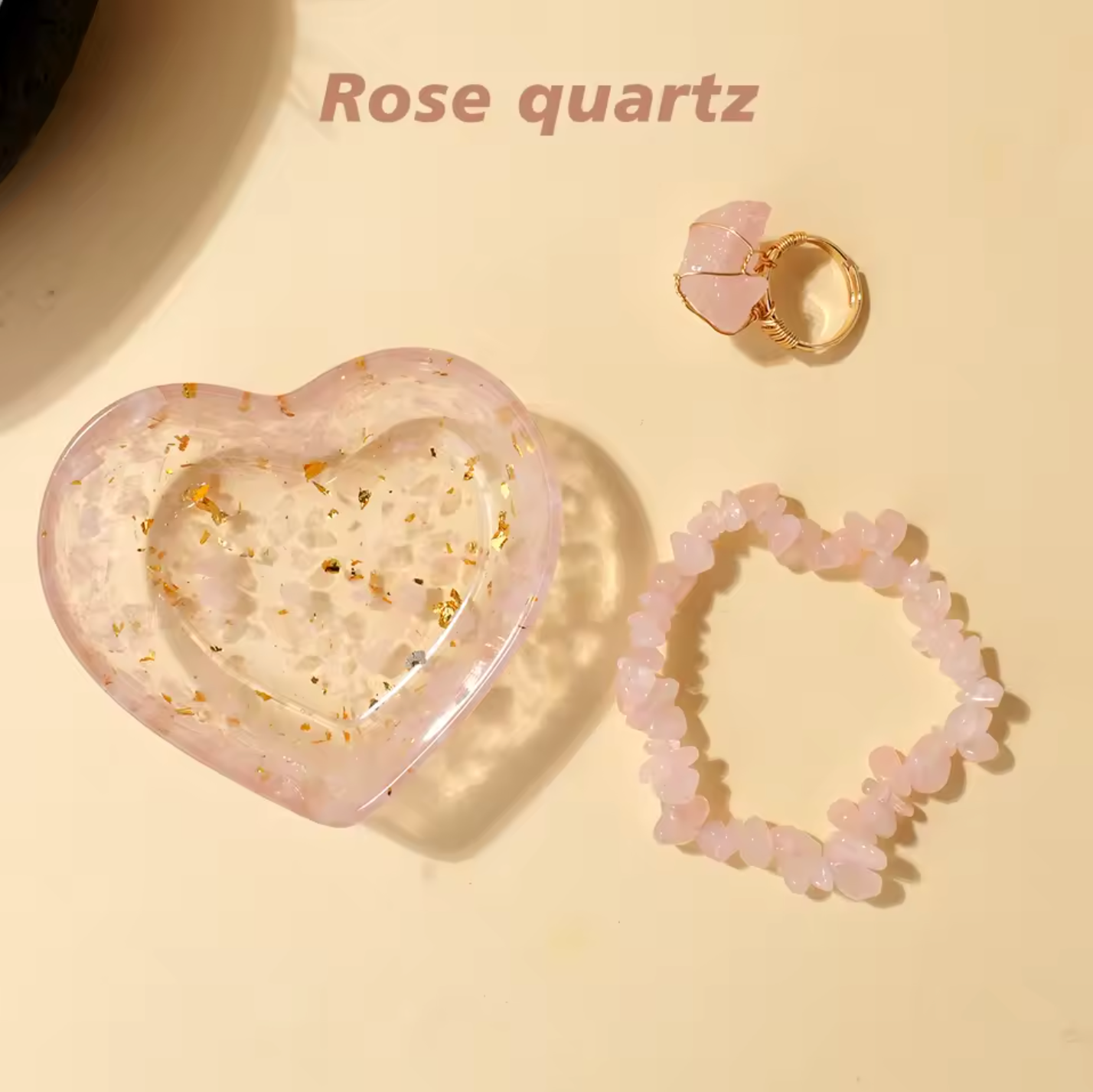 Resin Gemstone Heart Bowl Jewellery Set