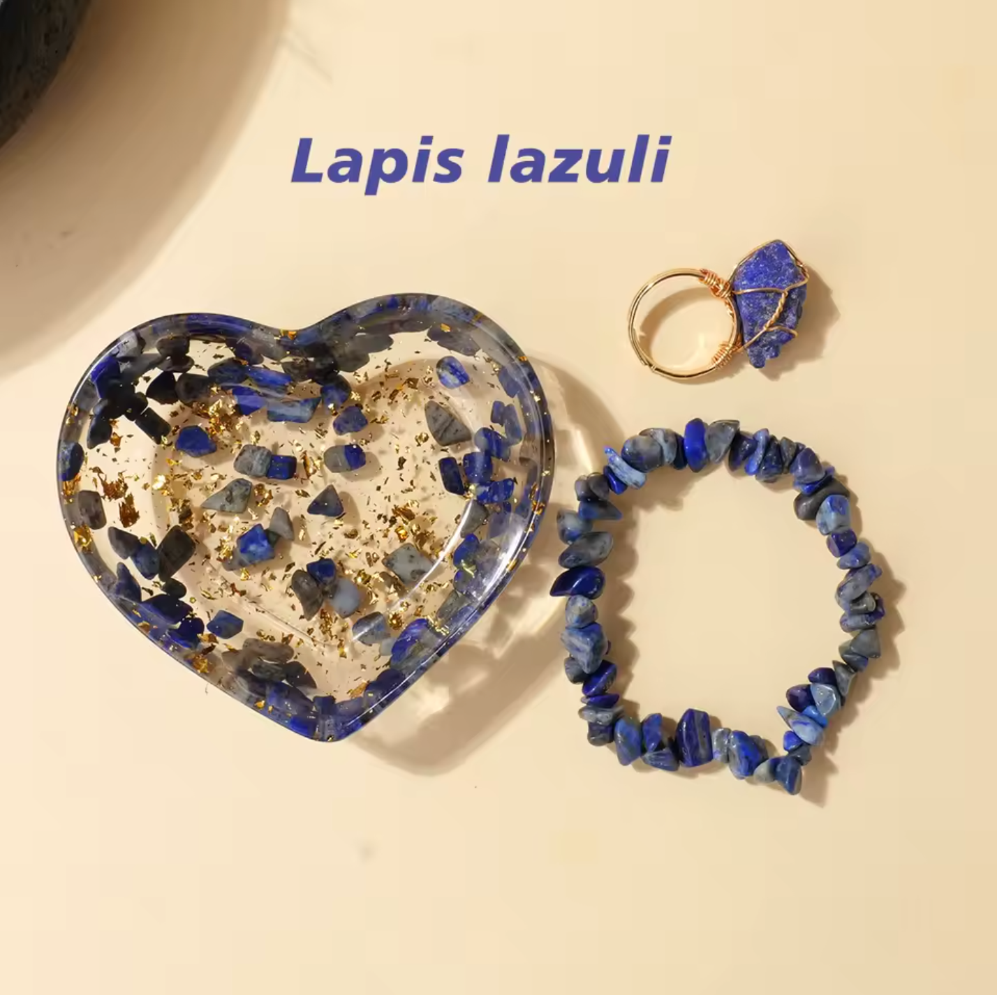 Resin Gemstone Heart Bowl Jewellery Set