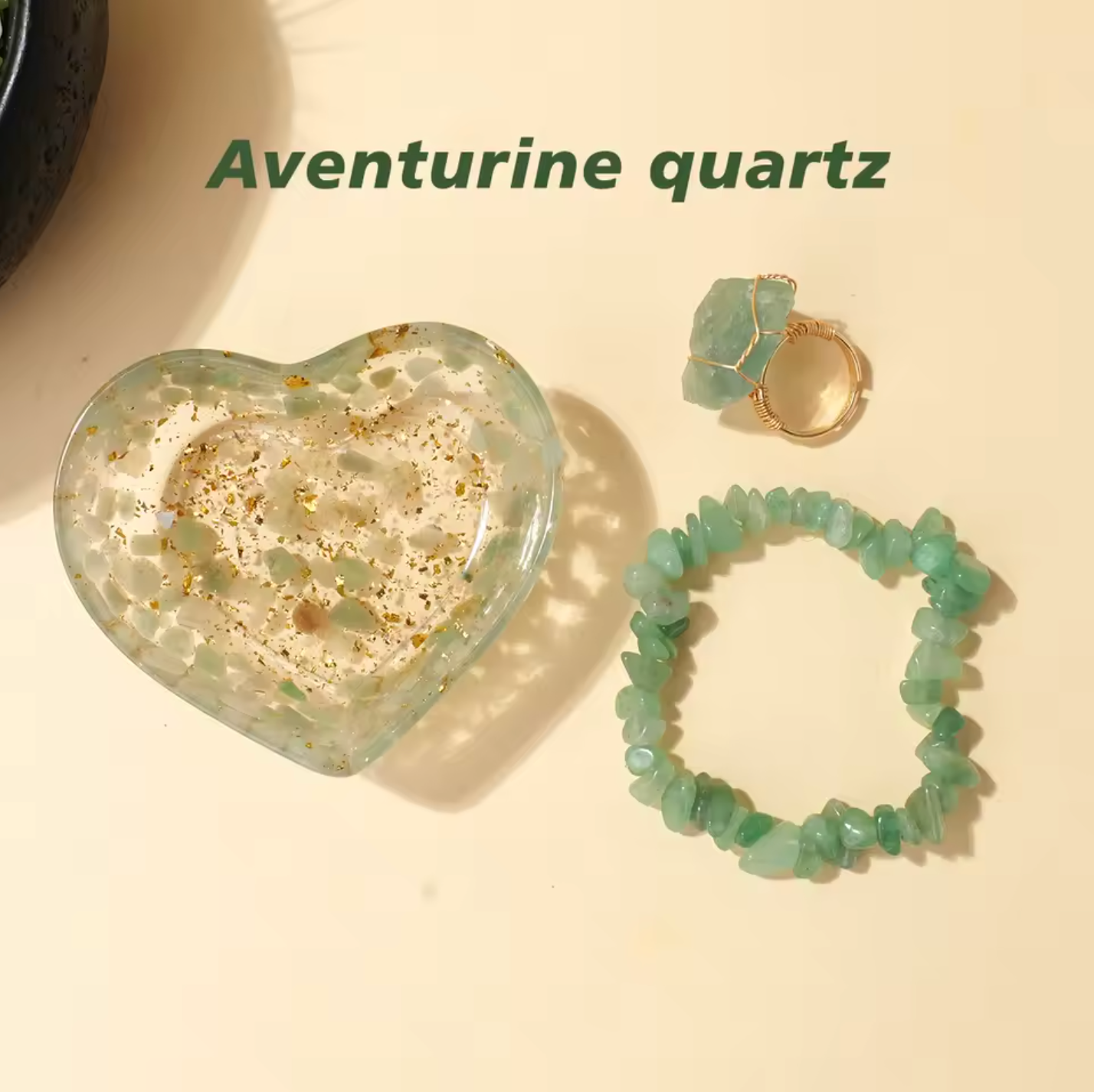 Resin Gemstone Heart Bowl Jewellery Set