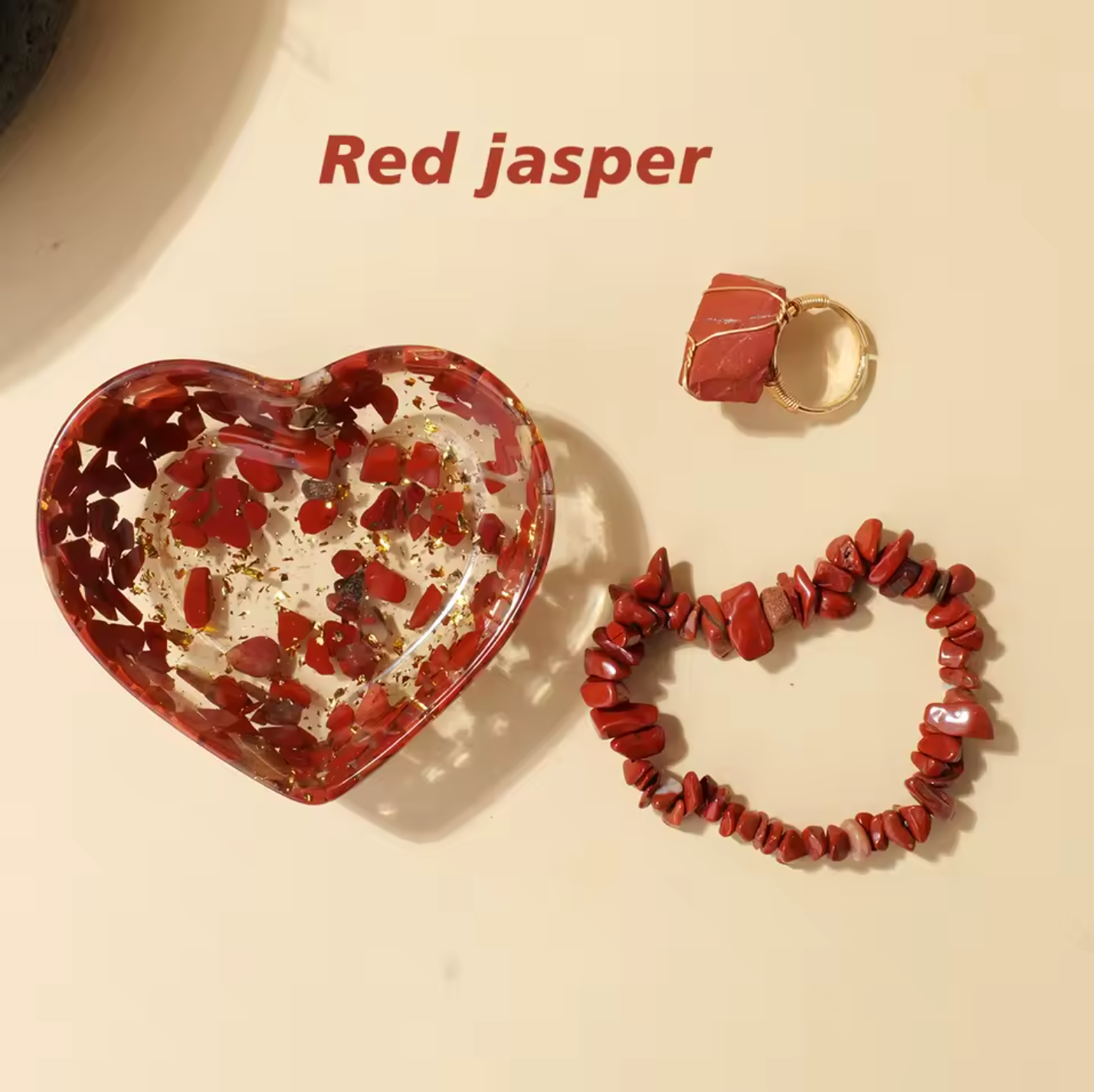 Resin Gemstone Heart Bowl Jewellery Set
