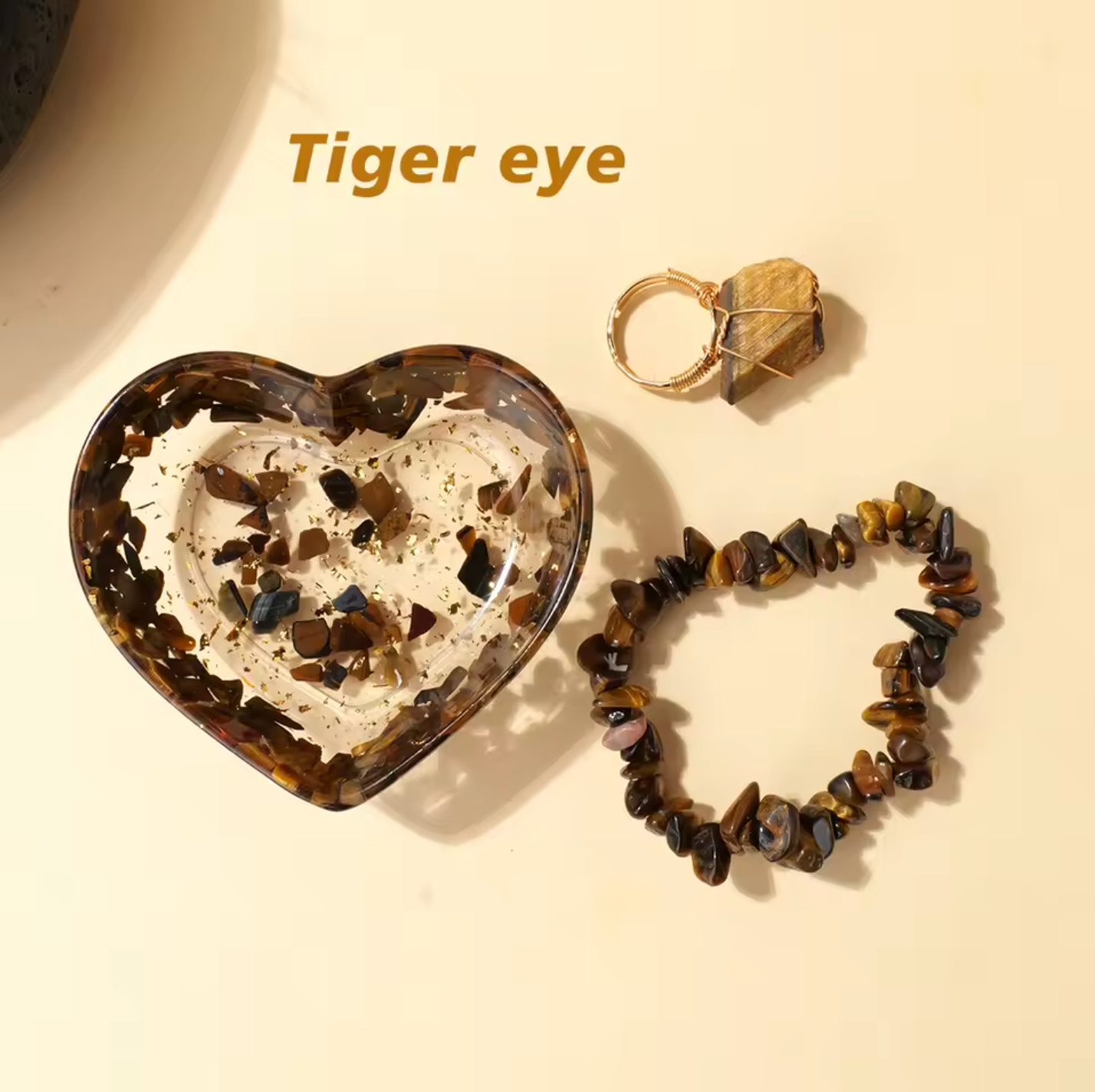 Resin Gemstone Heart Bowl Jewellery Set