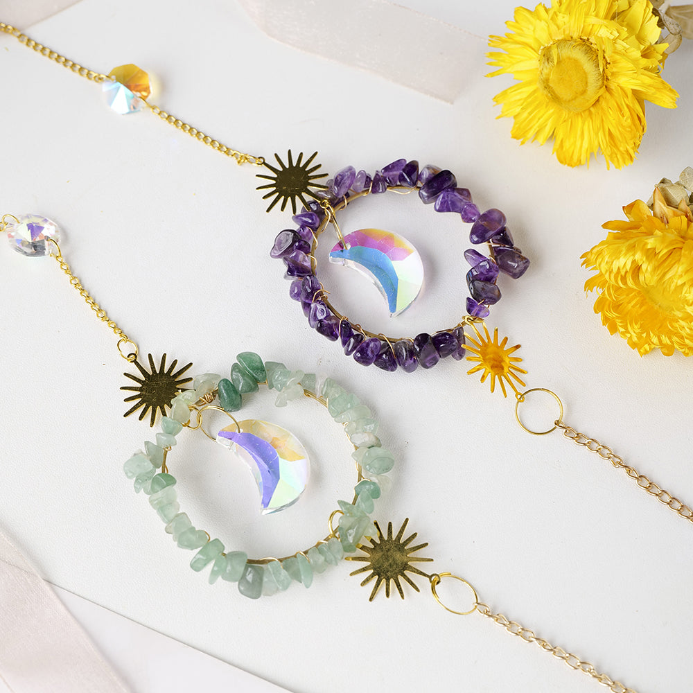 Round Moon Pendant Crystal Sun Catcher Hanging