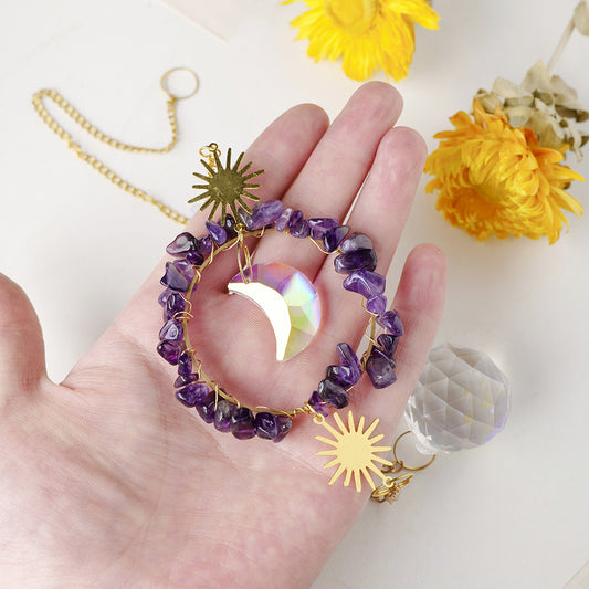 Round Moon Pendant Crystal Sun Catcher Hanging