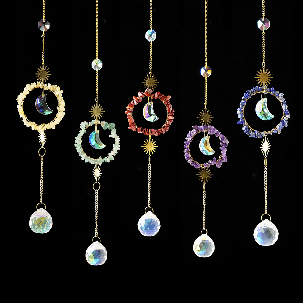 Round Moon Pendant Crystal Sun Catcher Hanging