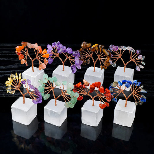 Crystal Lucky Tree With Selenite Square Base