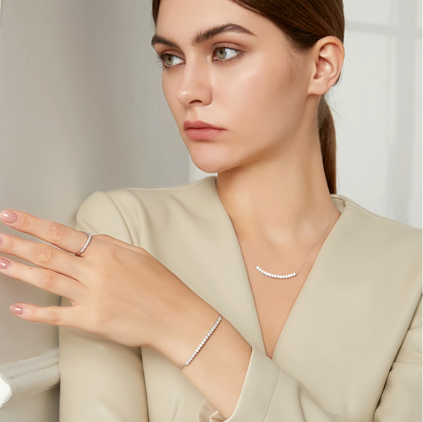 Moissanite Delicate Bar Bracelet