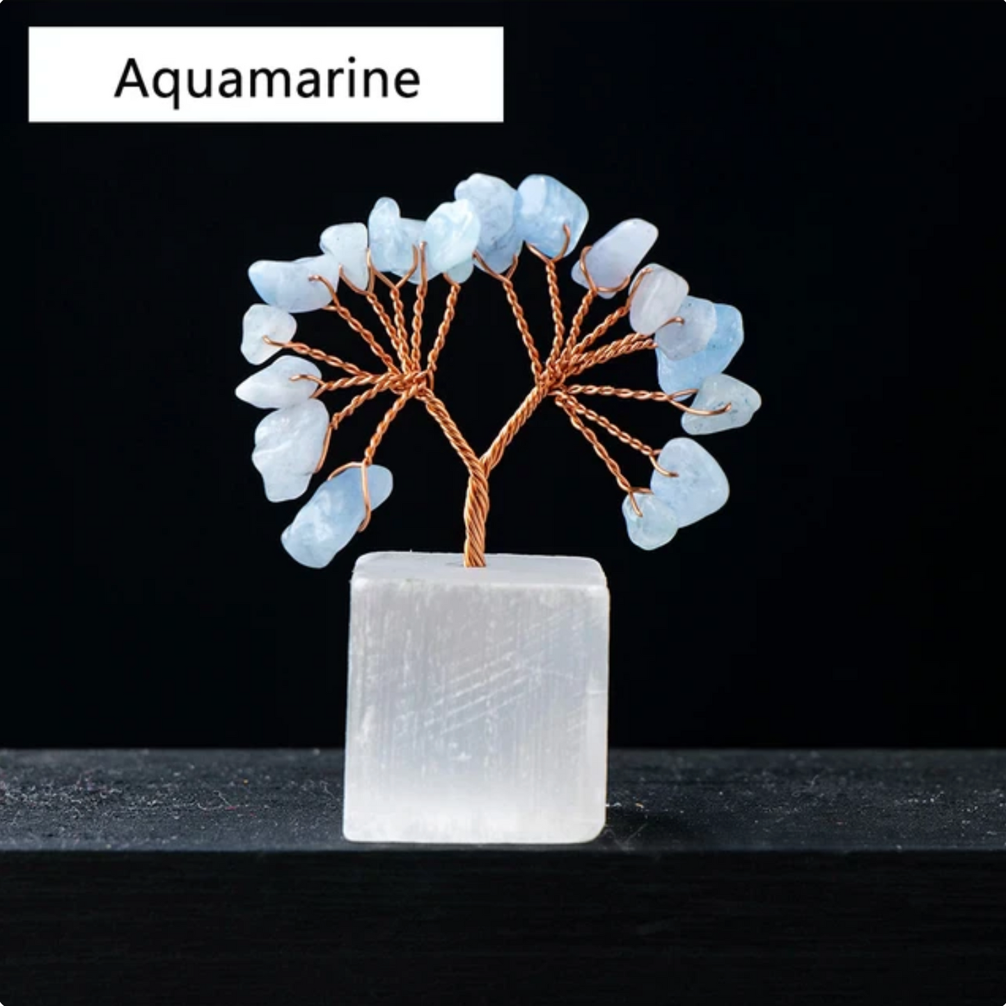 Crystal Lucky Tree With Selenite Square Base