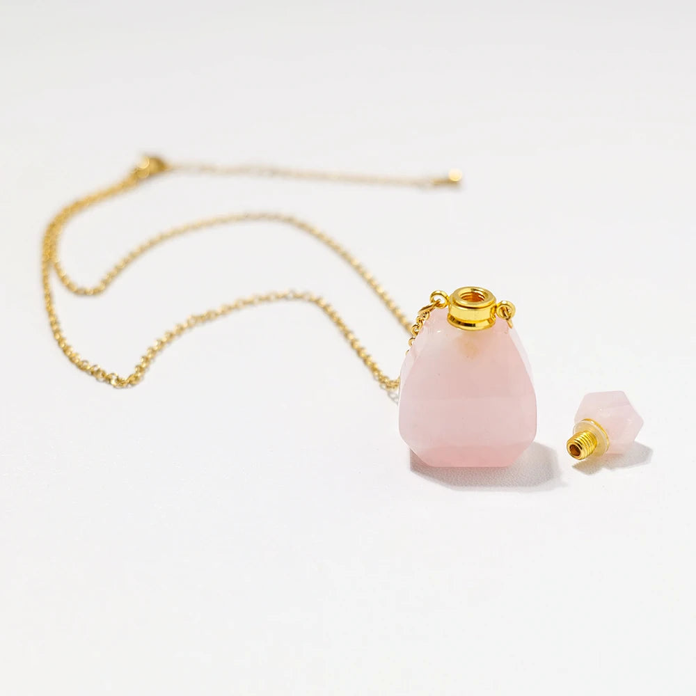 Gemstone Essential Oil Bottle Pendant Necklace