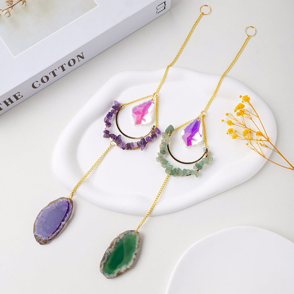 Teardrop Crystal Agate Suncatcher Hanging