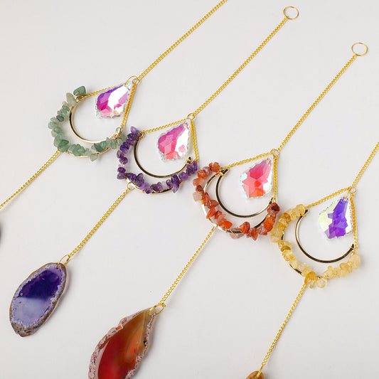 Teardrop Crystal Agate Suncatcher Hanging