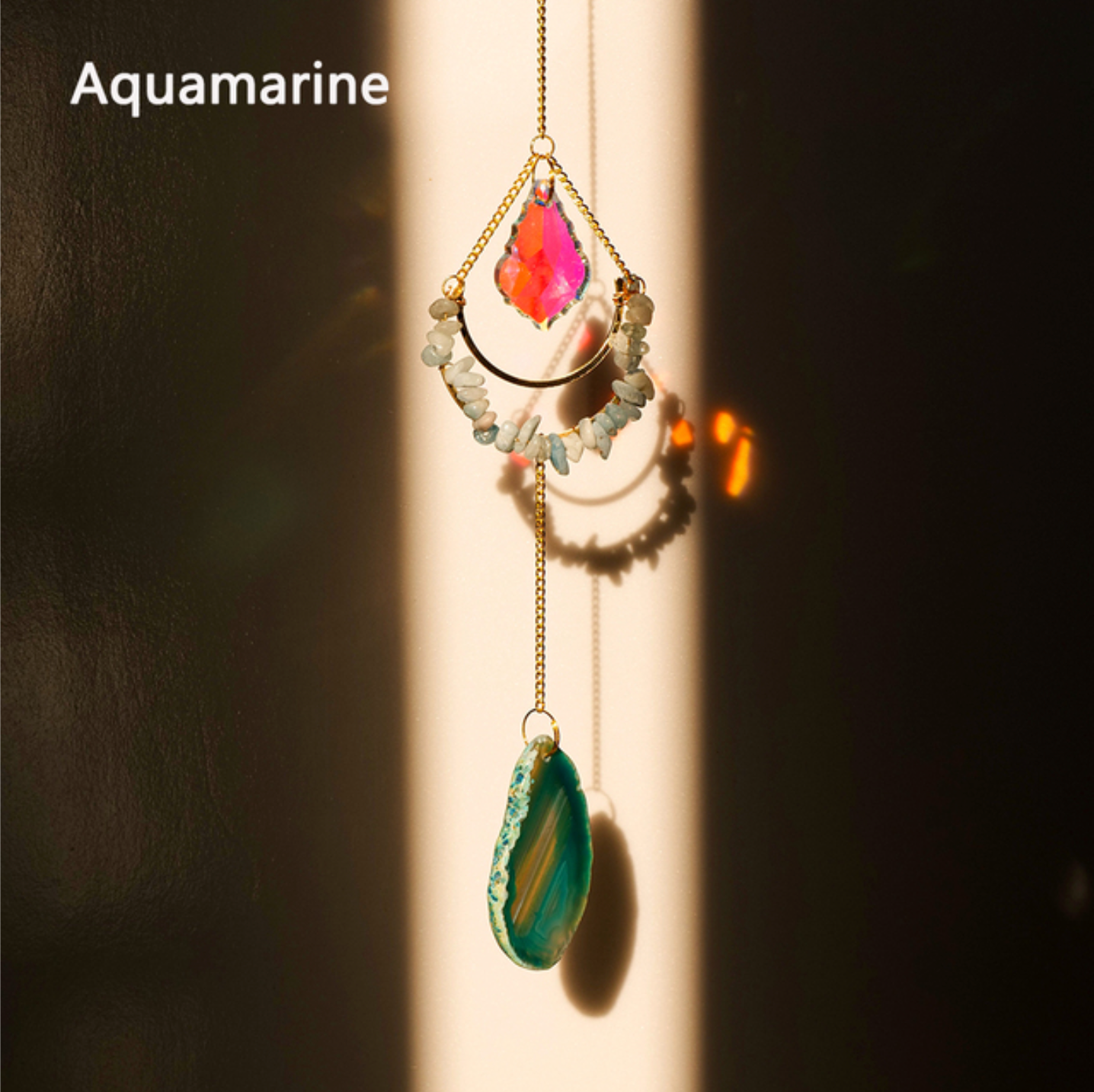 Teardrop Crystal Agate Suncatcher Hanging