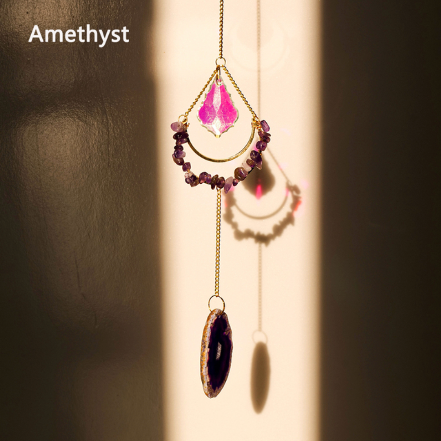Teardrop Crystal Agate Suncatcher Hanging