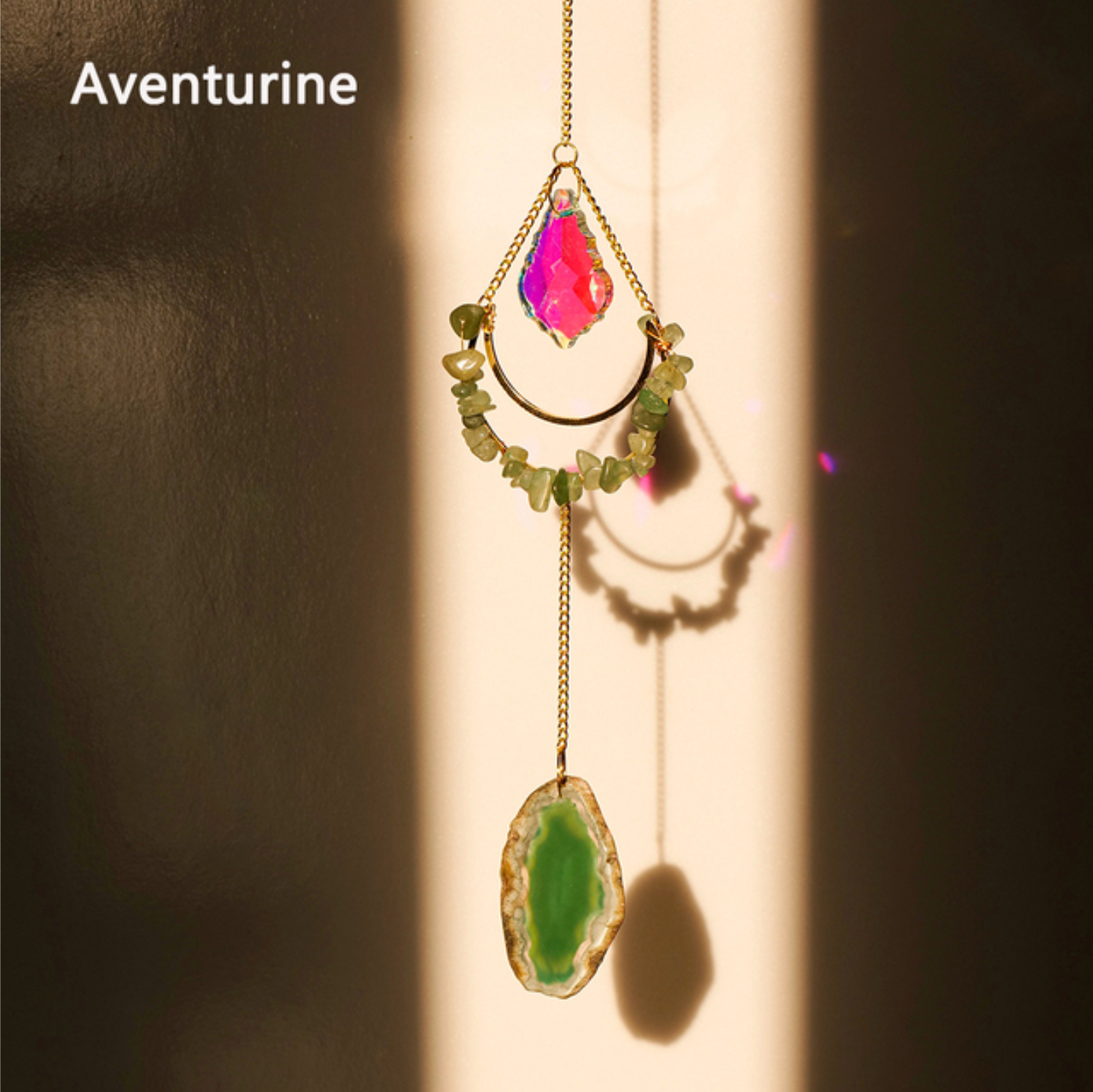 Teardrop Crystal Agate Suncatcher Hanging