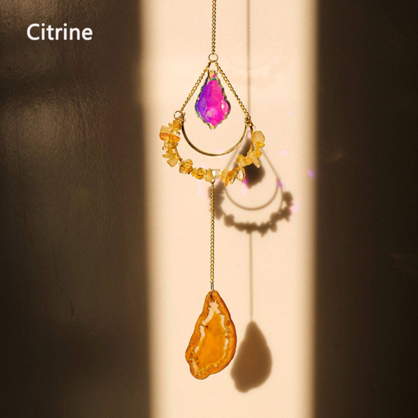 Teardrop Crystal Agate Suncatcher Hanging